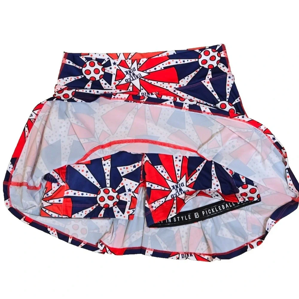 Pickleball Bella Drop Pleat Skort Women's 2 Red/White/Blue NWT